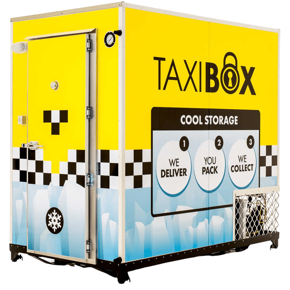 A Yellow TAXIBOX Cool Storage Box