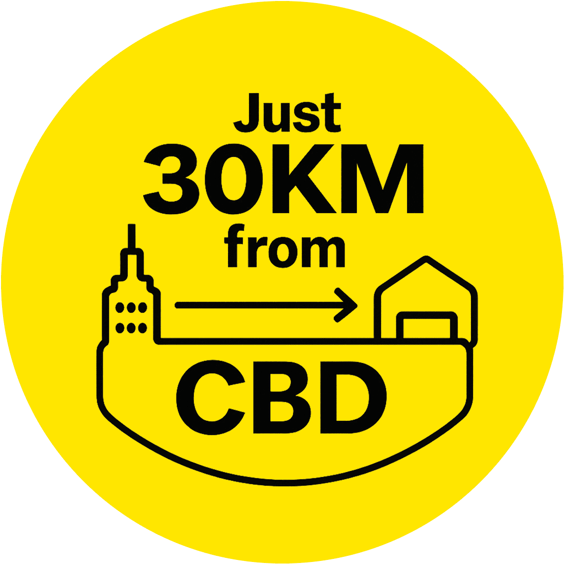30km from CBD Icon